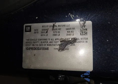 2016 Buick Verano Convenience Group from USA, damaged, VIN 1G4PR5SK3G4100446